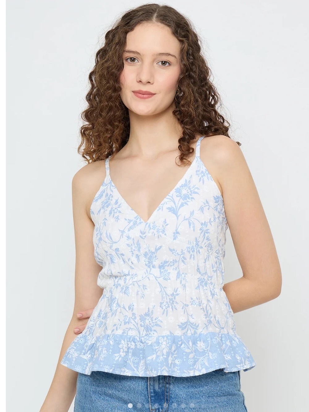 Sim & Sam light blue and white eyelet floral tank, M, NWT!